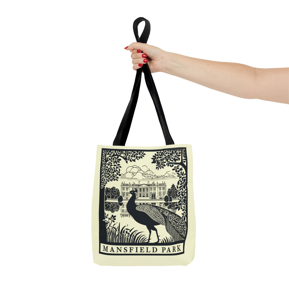 Mansfield Park Illustrated Tote — Vintage Estate Peacock Tote Bag