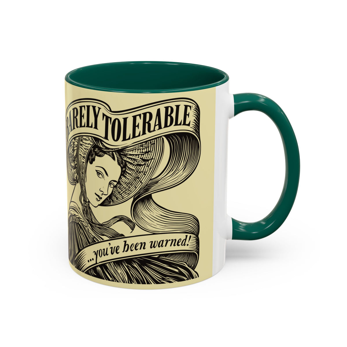 Vintage 'Barely Tolerable' Illustration Coffee Mug (11oz/15oz)