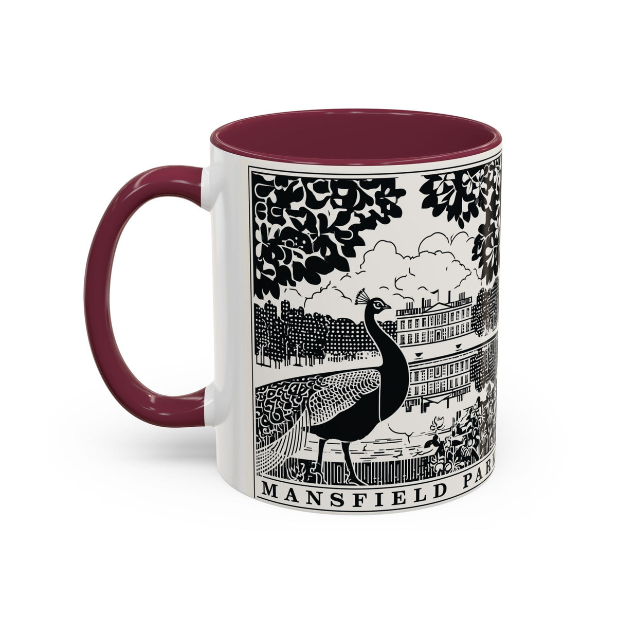 Mansfield Park Peacock Illustration Mug | Vintage Etching Wraparound