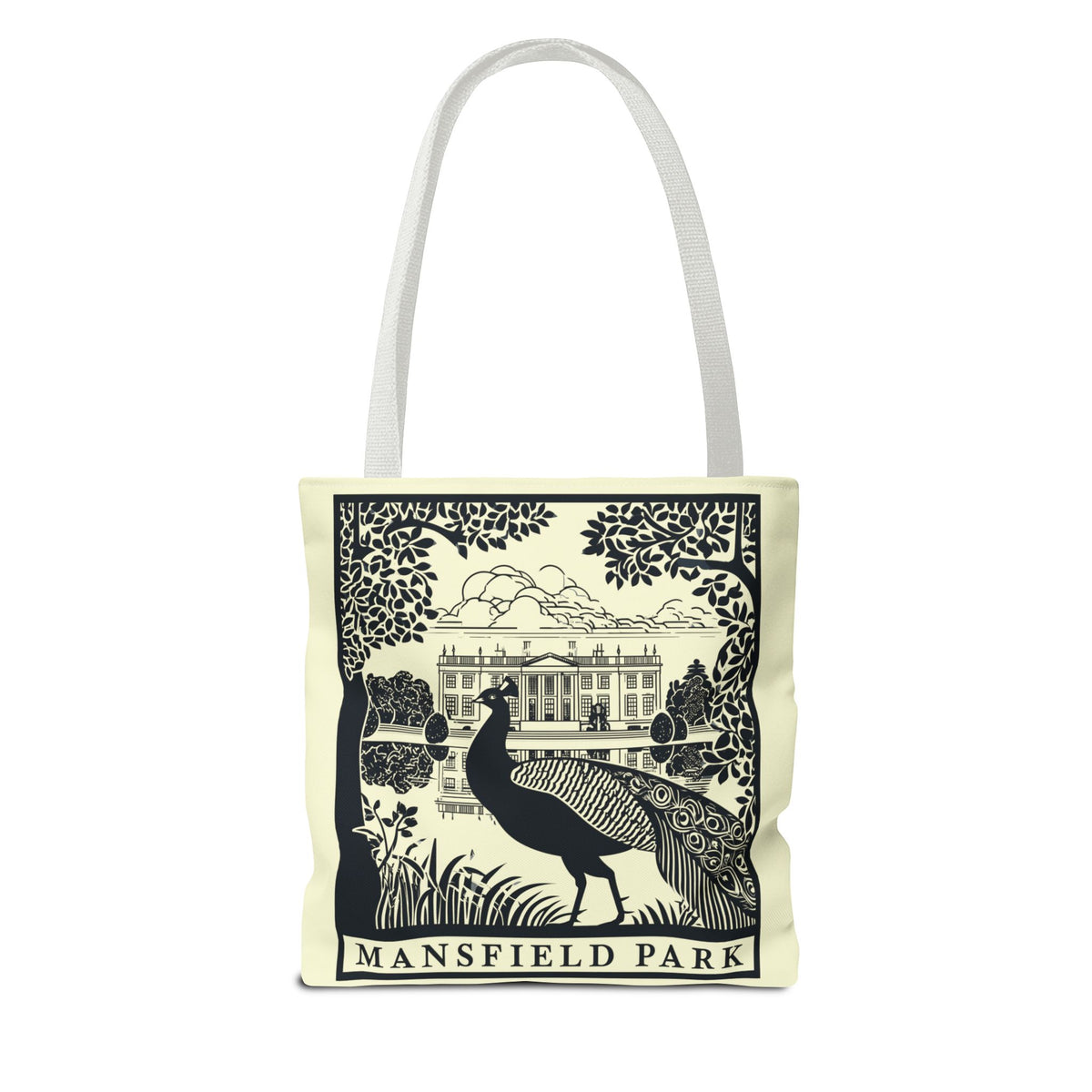Mansfield Park Illustrated Tote — Vintage Estate Peacock Tote Bag