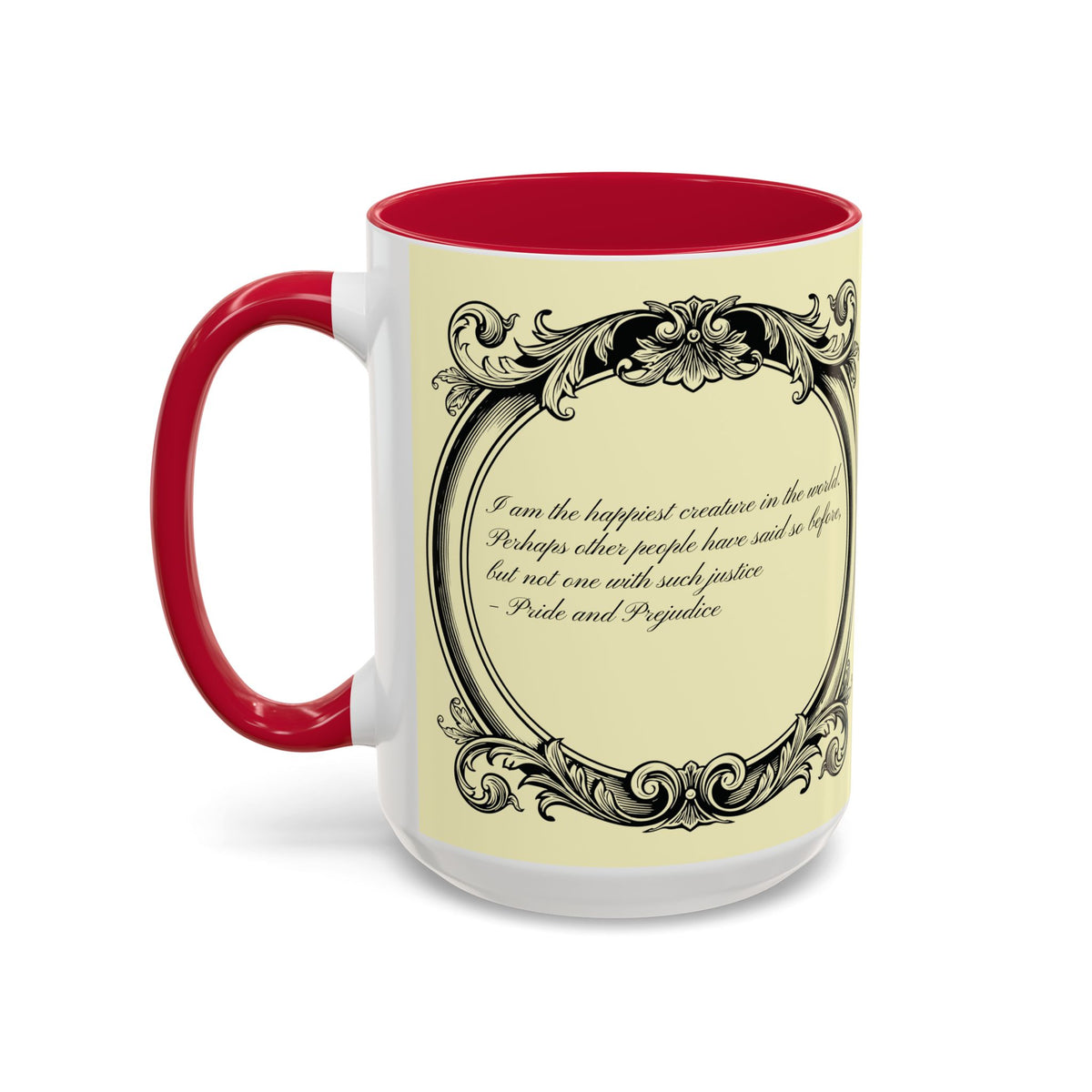 Pride & Prejudice Vintage Floral Mug — “Pride & Prejudice” Ceramic Book Lover Mug (11oz/15oz)
