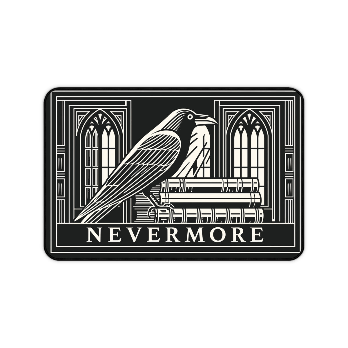 Nevermore Raven Illustration Desk Mat | Gothic Poe Library Design