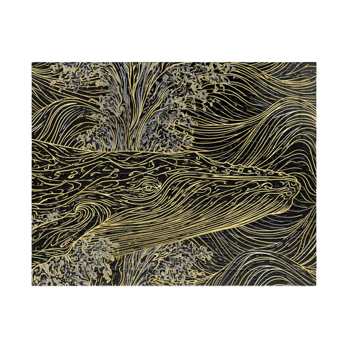 Gold Line Whale Illustration Puzzle | Ocean Art Jigsaw 110–1014 pcs
