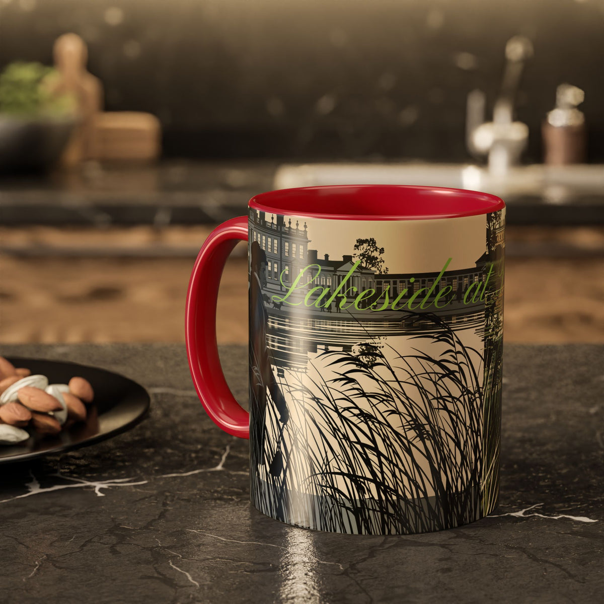 Strolling Lakeside with Mr. Darcy  —  Scenic Lakeside Vintage Gentleman Mug (11oz & 15oz)