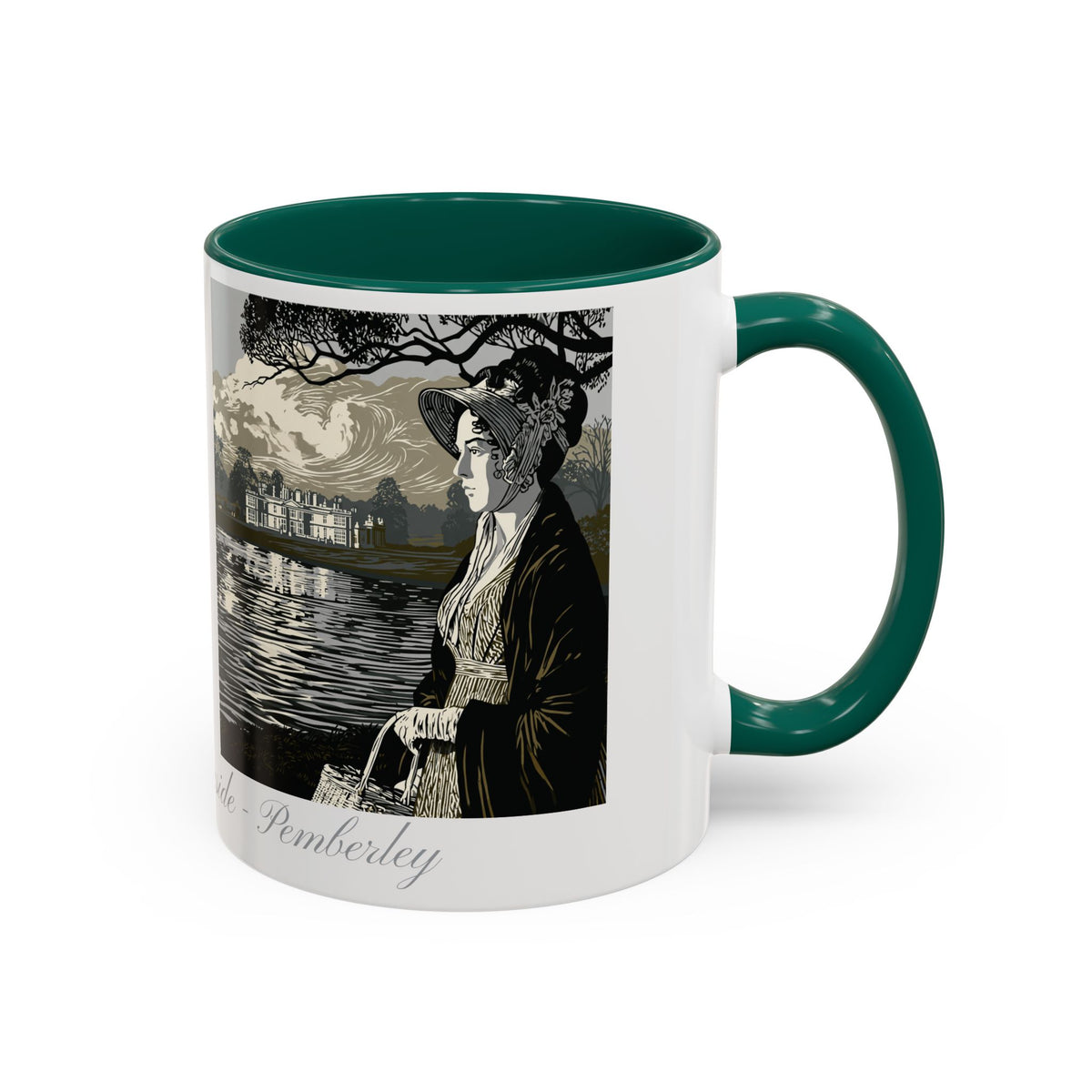 'Strolling Pemberley' Ceramic Coffee Cup — Vintage Regency Silhouette Mug