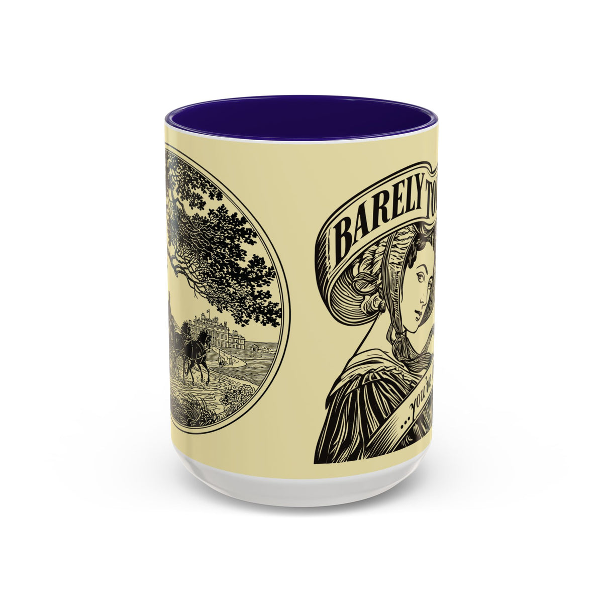 Vintage 'Barely Tolerable' Illustration Coffee Mug (11oz/15oz)