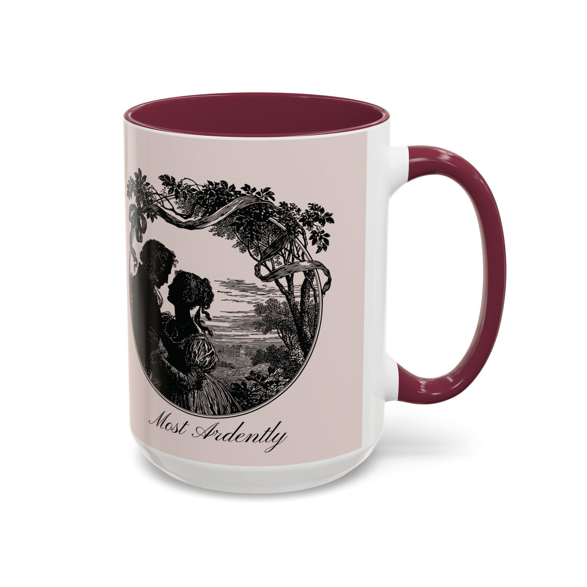 Romantic Vintage Silhouette Mug — "Most Ardently" Tea Coffee Cup (11oz/15oz)