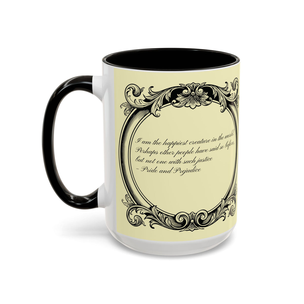 Pride & Prejudice Vintage Floral Mug — “Pride & Prejudice” Ceramic Book Lover Mug (11oz/15oz)