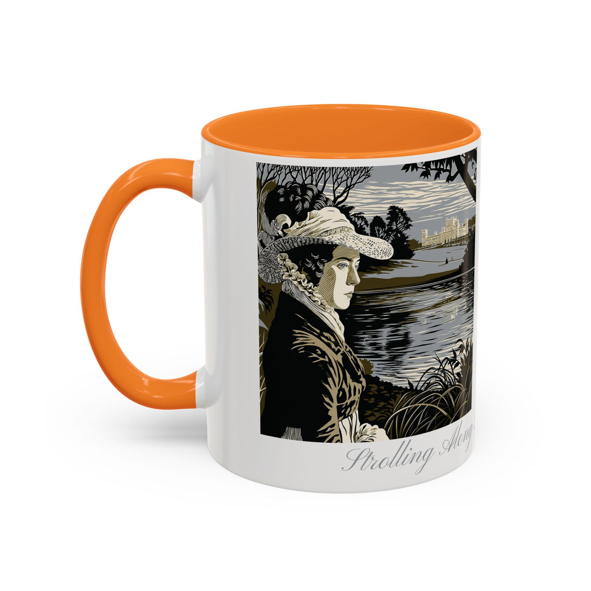 'Strolling Pemberley' Ceramic Coffee Cup — Vintage Regency Silhouette Mug
