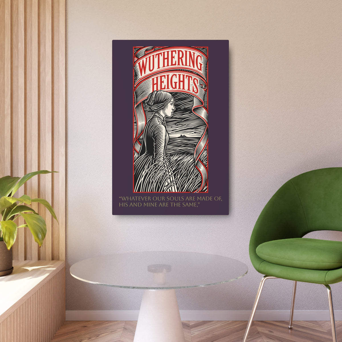 Wuthering Heights Metal Art Print – Gothic Literary Wall Plaque with Quote