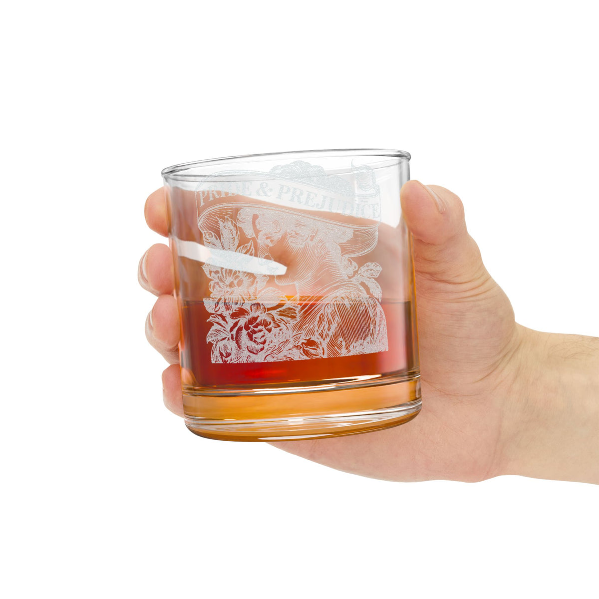 Engraved "Pride & Prejudice" Whiskey Glass - 10.5oz Classic Rocks Glass