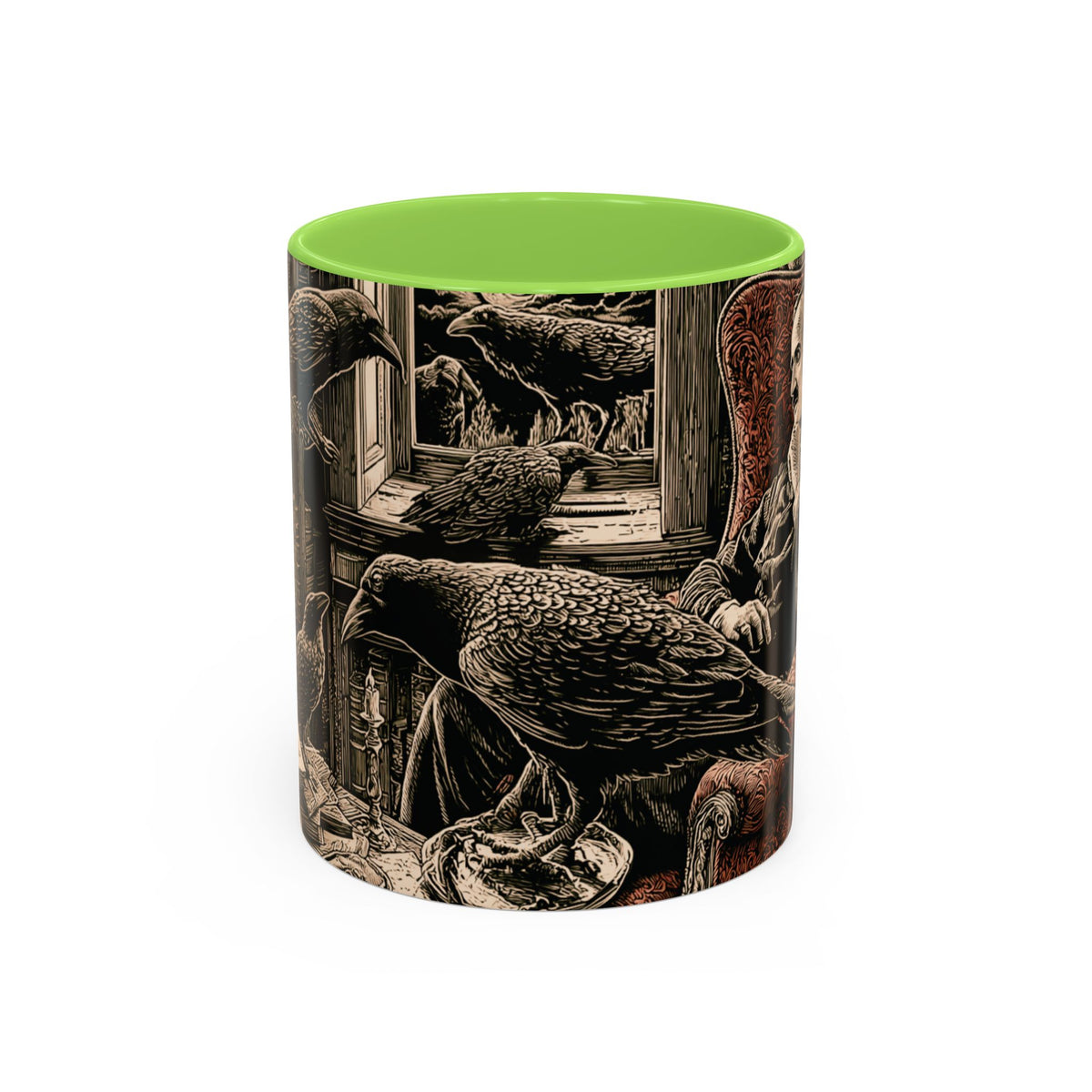 Edgar Allan Poe Raven Portrait Mug | Ceramic Coffee Cup