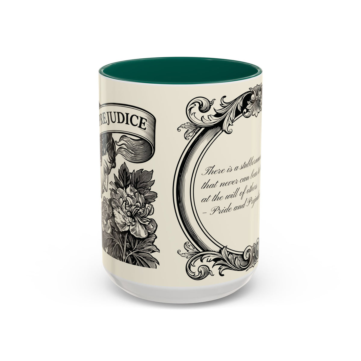 Quote from Pride & Prejudice Vintage Floral Mug — “Pride & Prejudice” Ceramic Book Lover Mug (11oz/15oz)