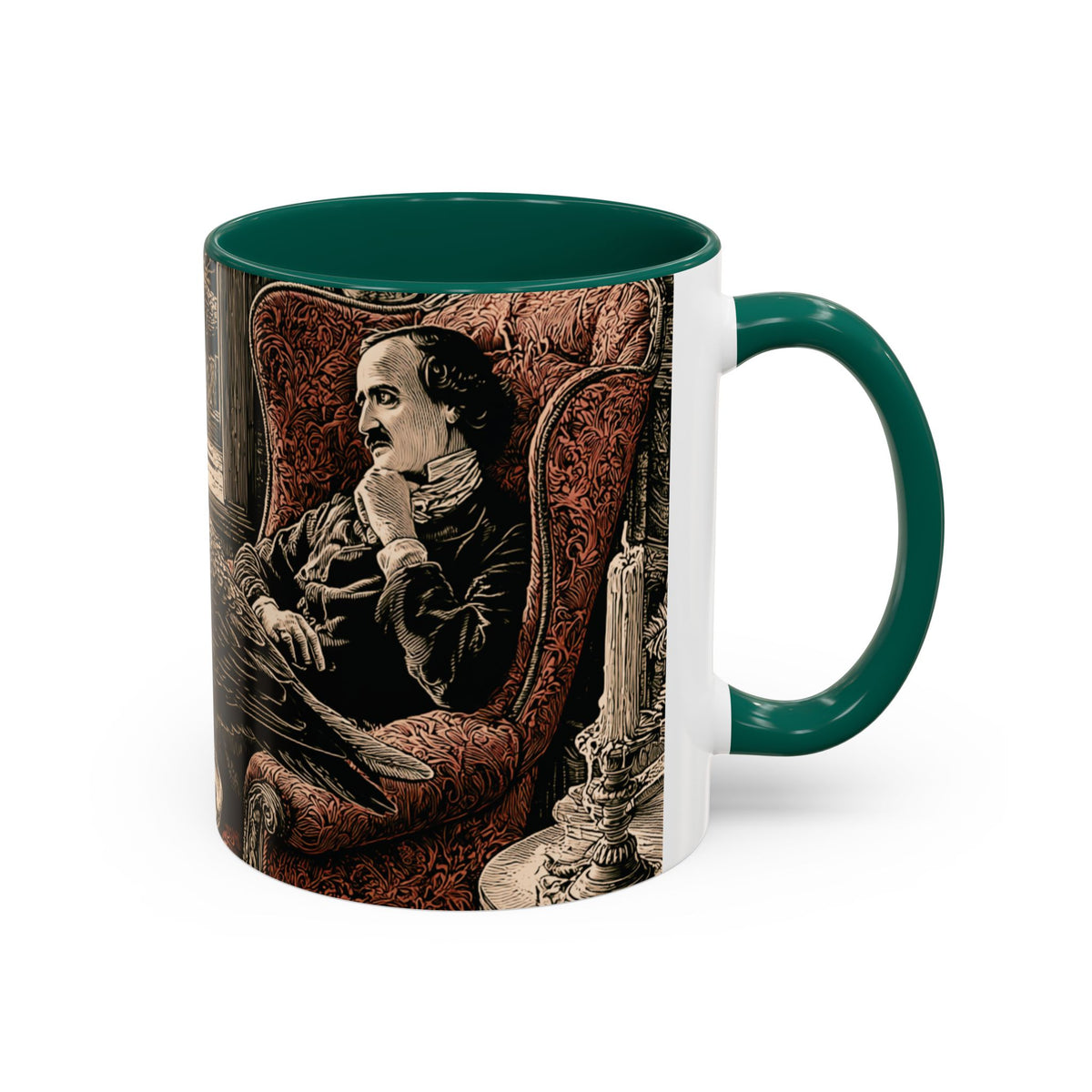 Edgar Allan Poe Raven Portrait Mug | Ceramic Coffee Cup