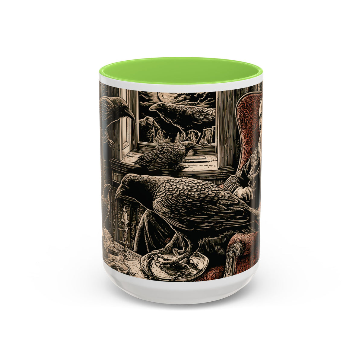 Edgar Allan Poe Raven Portrait Mug | Ceramic Coffee Cup
