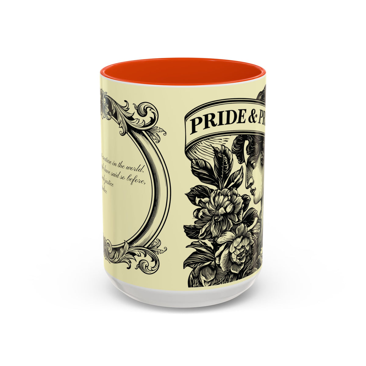 Pride & Prejudice Vintage Floral Mug — “Pride & Prejudice” Ceramic Book Lover Mug (11oz/15oz)