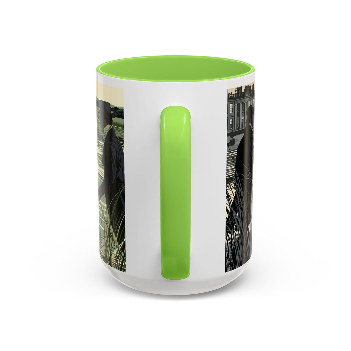 Strolling Lakeside with Mr. Darcy  —  Scenic Lakeside Vintage Gentleman Mug (11oz & 15oz)