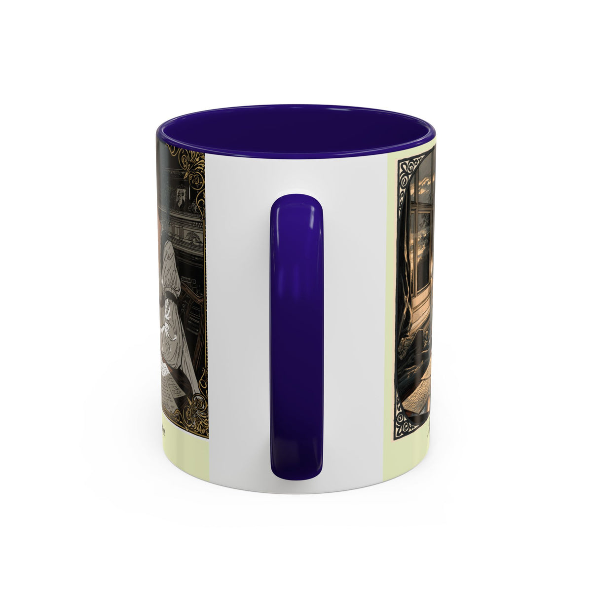 Regency Tea Quote Mug — 'Young Jane Austen Writing at Her Desk' Ceramic Coffee & Tea Cup (11oz/15oz)