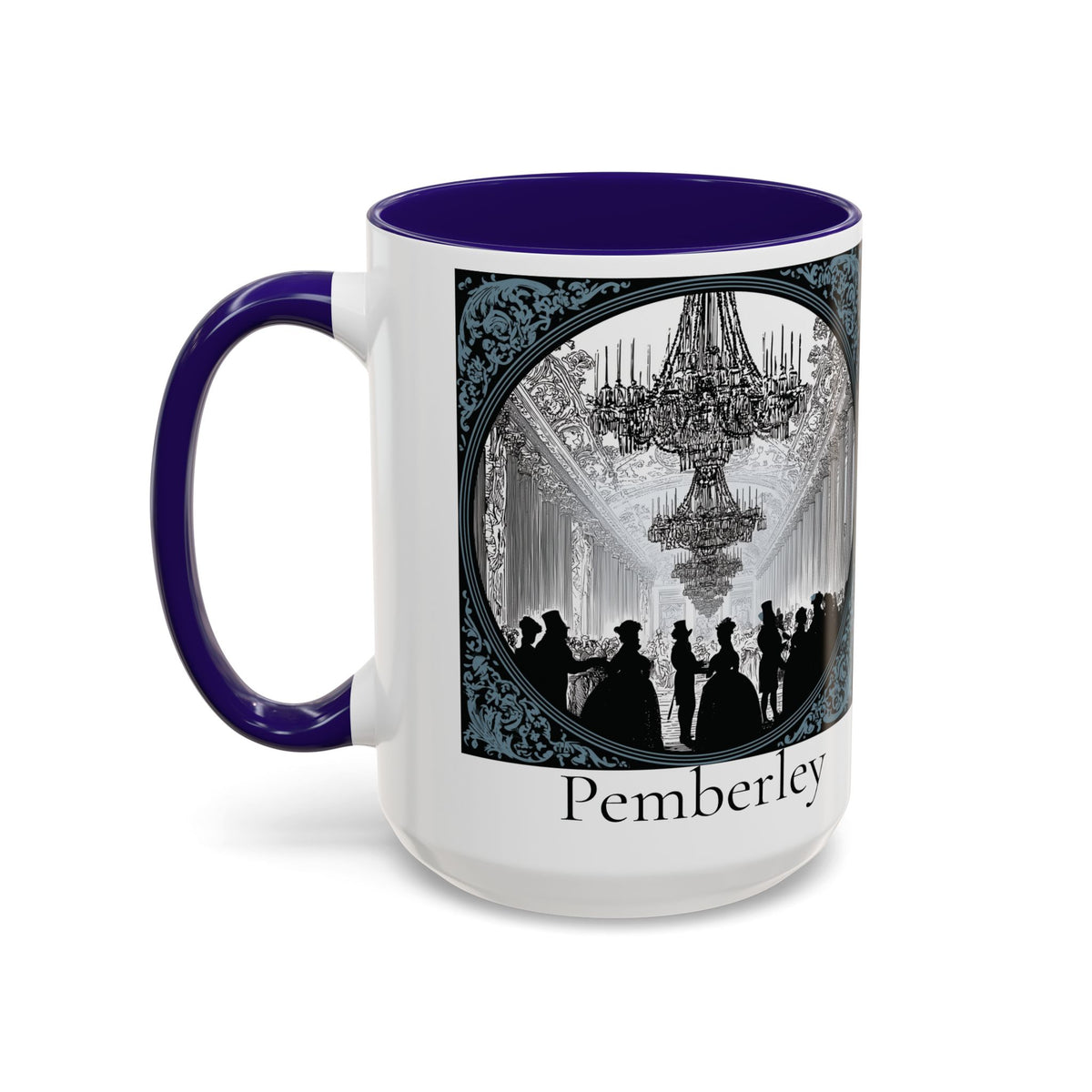 Pemberley Ballroom Illustration Mug | Color Accent Ceramic Mug