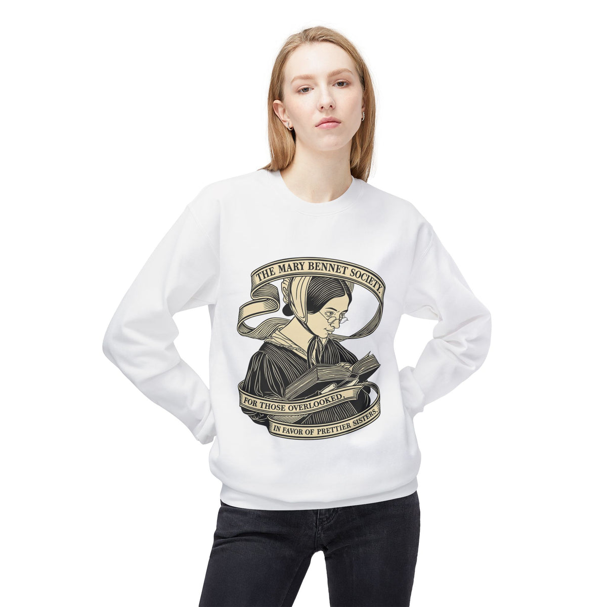The Mary Bennet Society Literary Crewneck Sweatshirt — Vintage Booklover Reading Crew