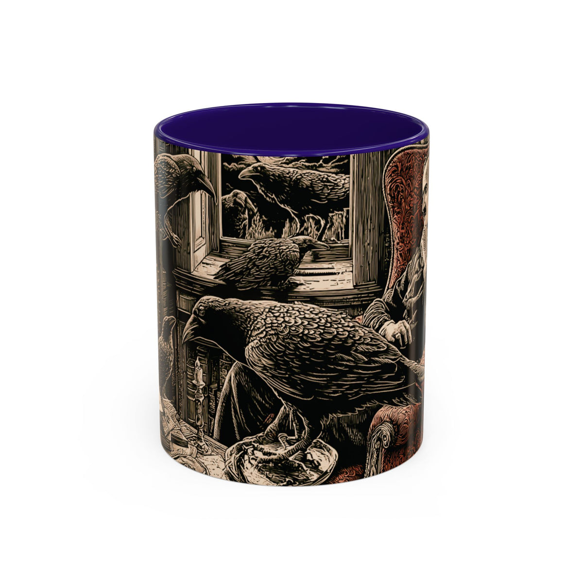 Edgar Allan Poe Raven Portrait Mug | Ceramic Coffee Cup