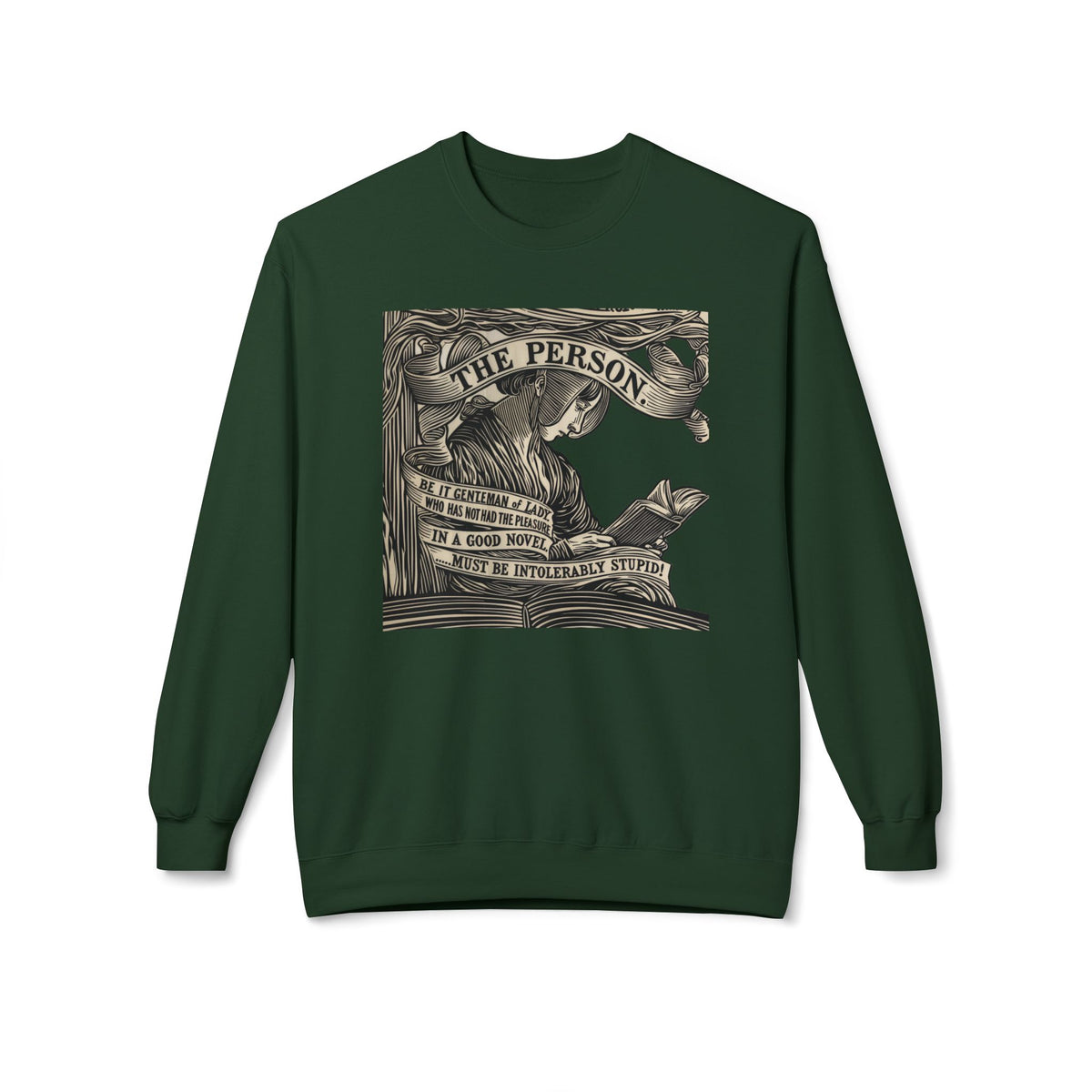 Mary Bennet quip - "The Person ...." Book Illustration Crewneck Sweatshirt