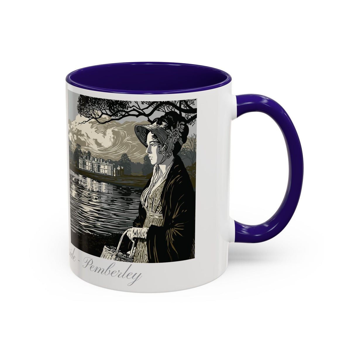 'Strolling Pemberley' Ceramic Coffee Cup — Vintage Regency Silhouette Mug