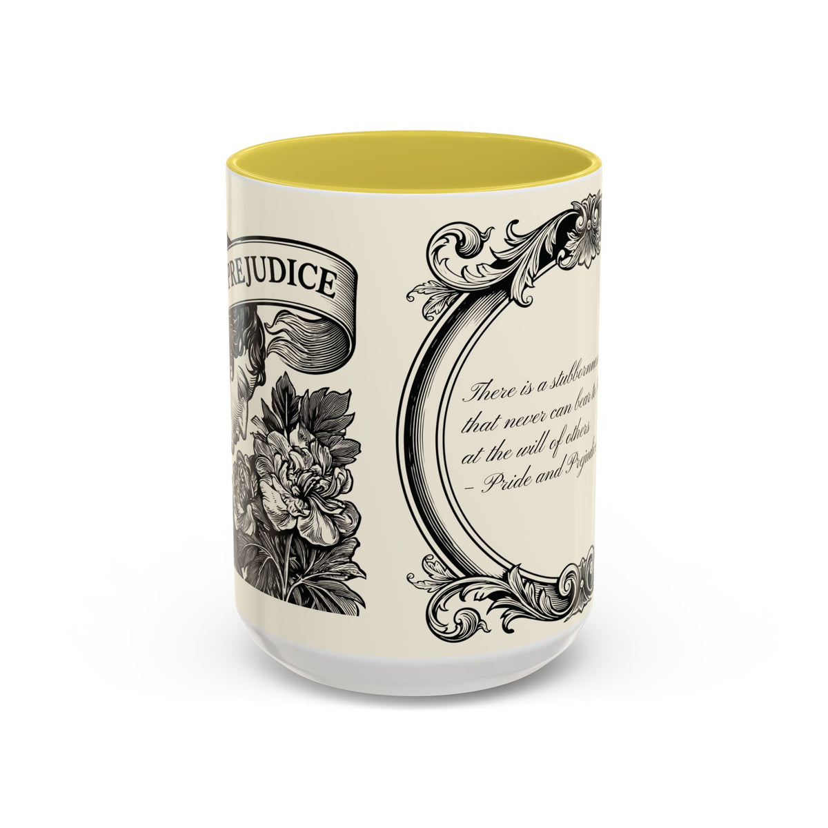 Quote from Pride & Prejudice Vintage Floral Mug — “Pride & Prejudice” Ceramic Book Lover Mug (11oz/15oz)