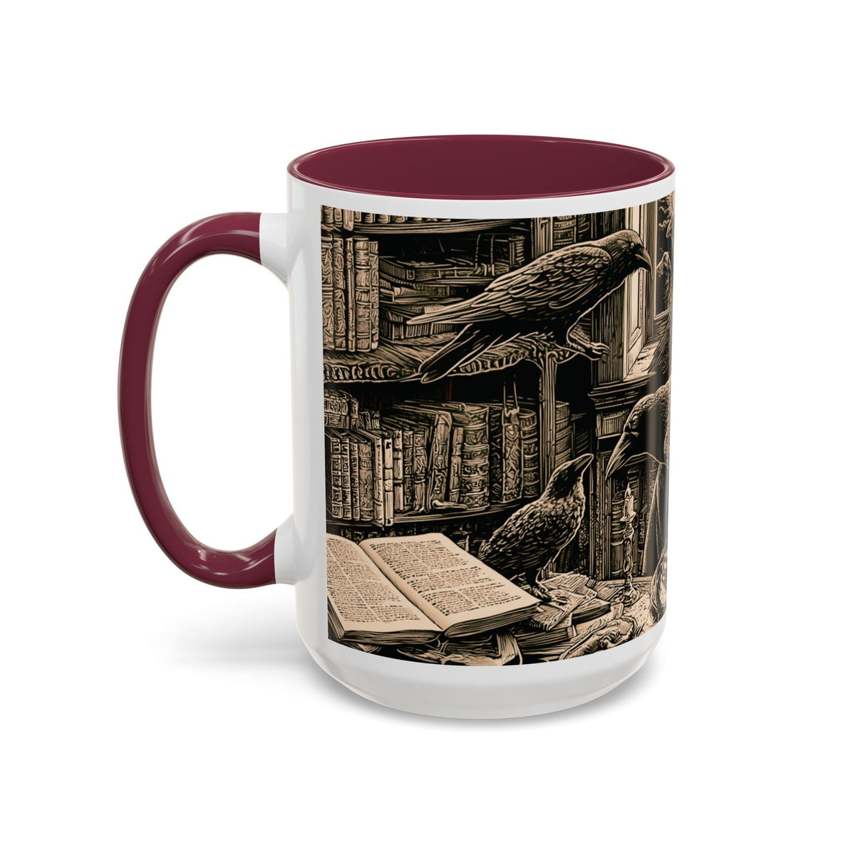 Edgar Allan Poe Raven Portrait Mug | Ceramic Coffee Cup