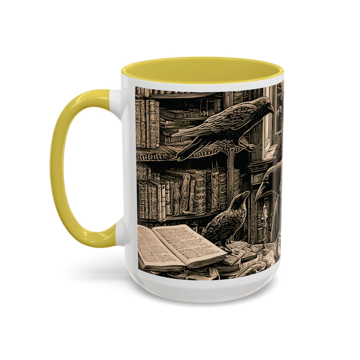 Edgar Allan Poe Raven Portrait Mug | Ceramic Coffee Cup