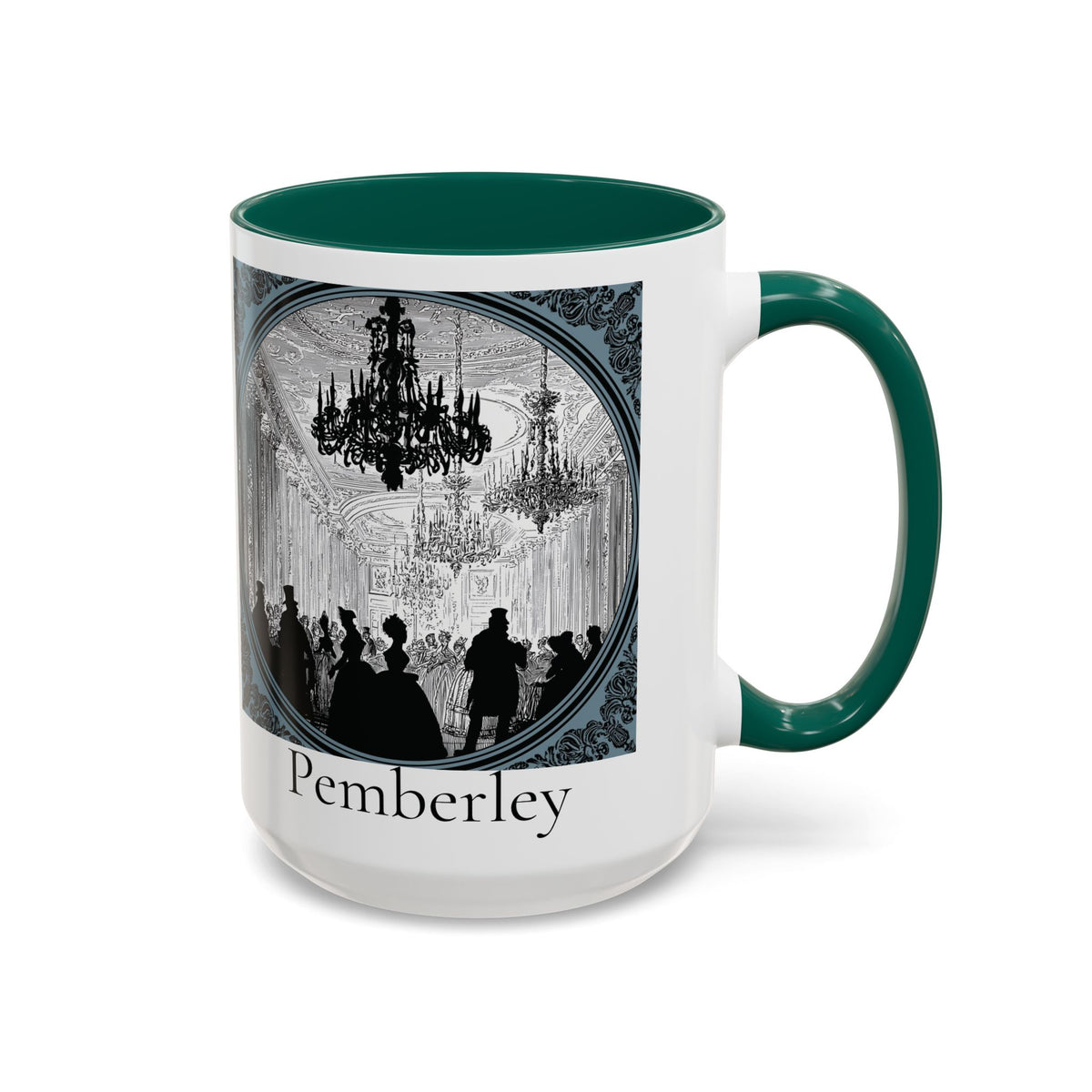 Pemberley Ballroom Illustration Mug | Color Accent Ceramic Mug
