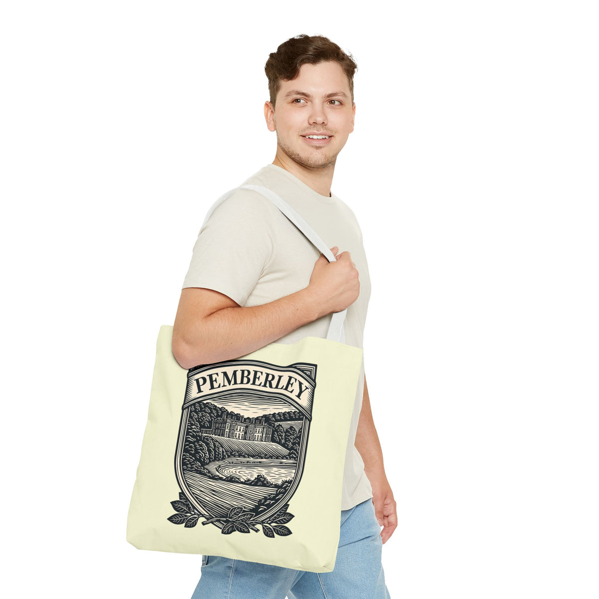 Pemberley Crest Tote Bag — Regency Manor Vintage Shield Canvas Tote