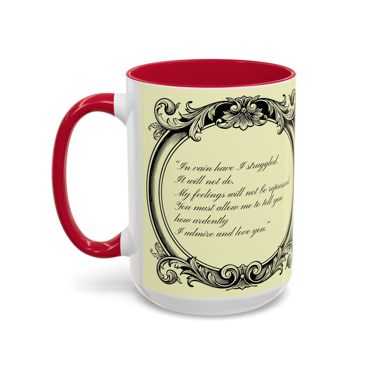 Pride & Prejudice Vintage Illustration Ceramic Mug — Mr. Darcy at Pemberley with Quote (11oz/15oz)