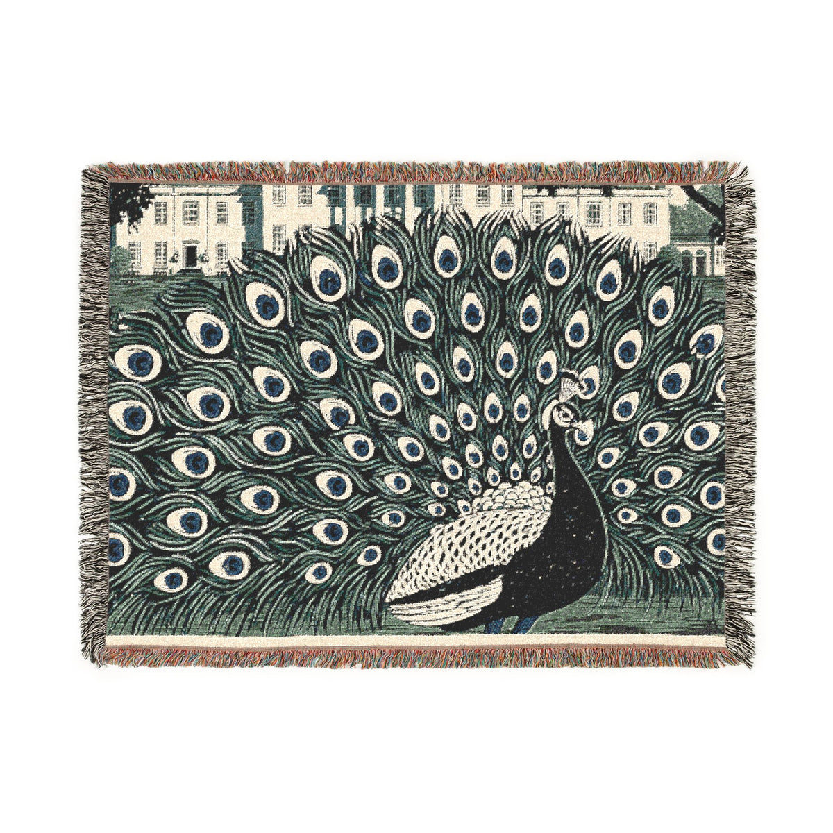 Peacock - Mansfield Park - Woven Blanket | Peacock Feather Throw, Decorative Jacquard