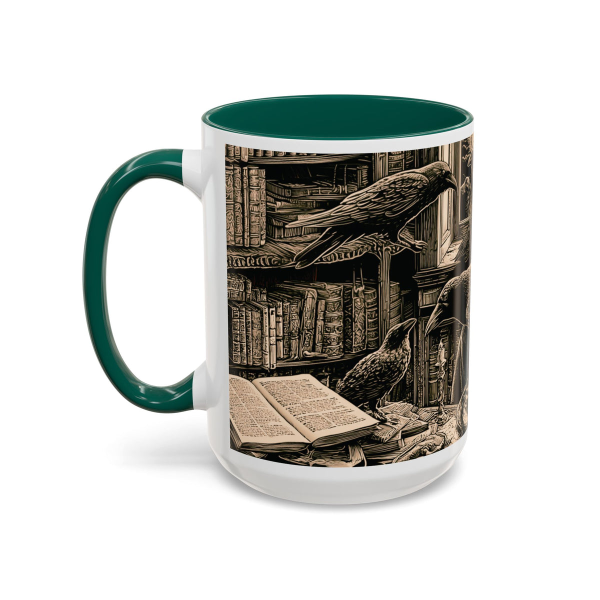 Edgar Allan Poe Raven Portrait Mug | Ceramic Coffee Cup