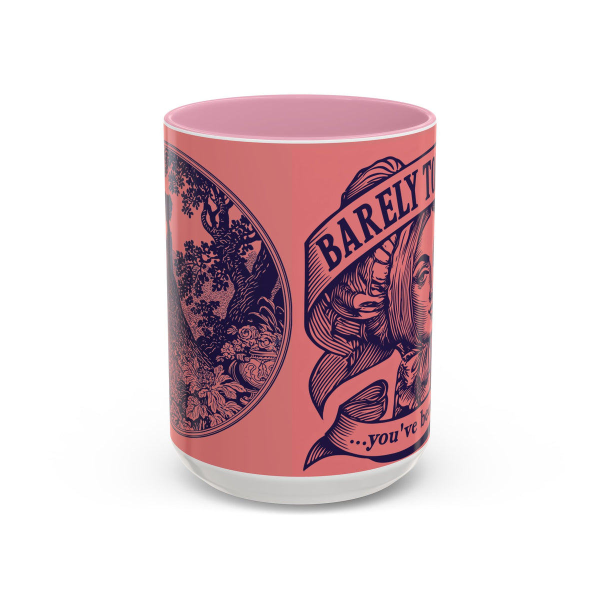 Barely Tolerable Vintage Portrait Mug — Funny Retro Coffee Cup (11oz/15oz)