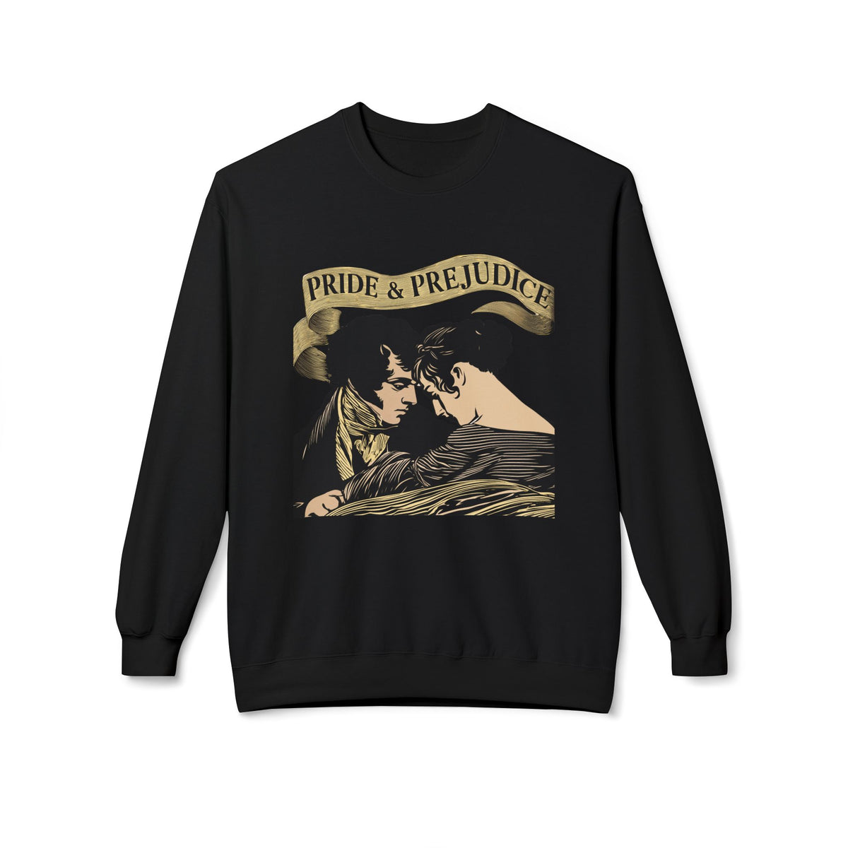 Sepia Toned Pride & Prejudice Crewneck Sweatshirt — Vintage Romance Literary Pullover