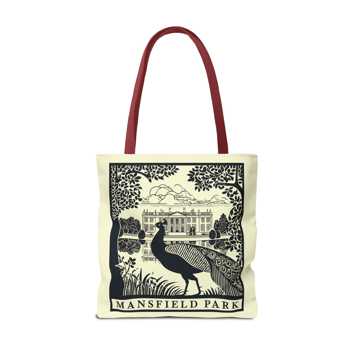 Mansfield Park Illustrated Tote — Vintage Estate Peacock Tote Bag