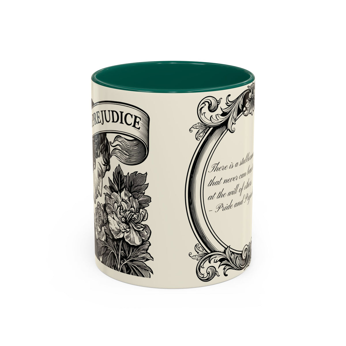 Quote from Pride & Prejudice Vintage Floral Mug — “Pride & Prejudice” Ceramic Book Lover Mug (11oz/15oz)