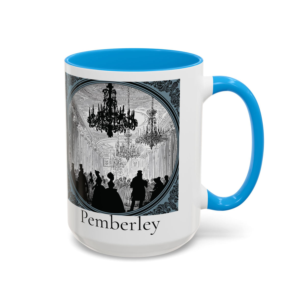 Pemberley Ballroom Illustration Mug | Color Accent Ceramic Mug