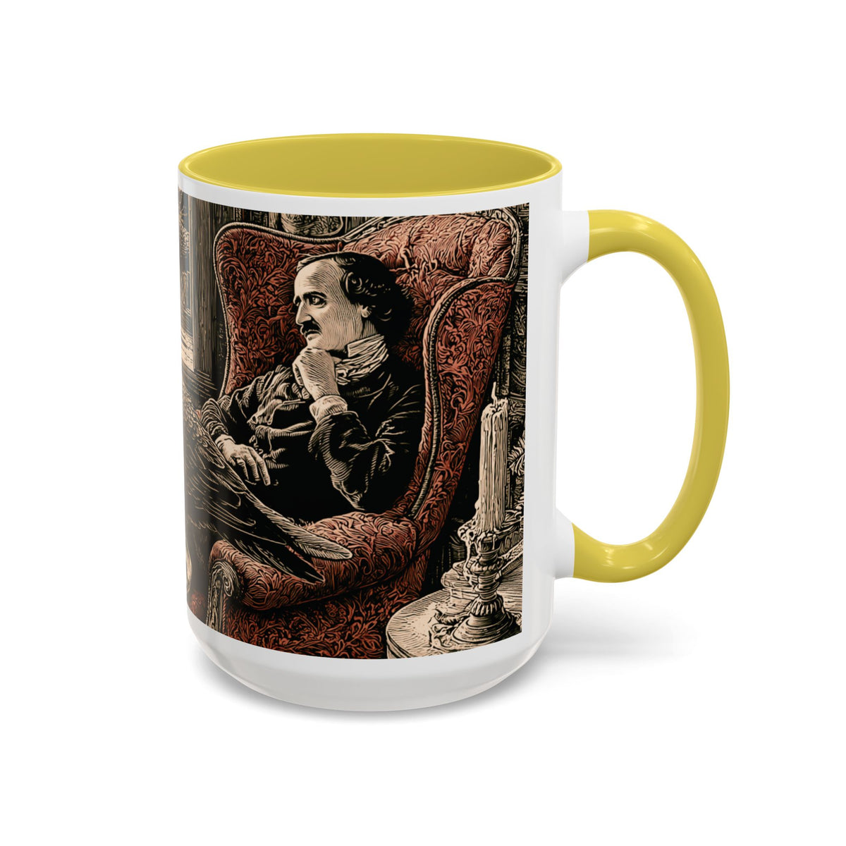 Edgar Allan Poe Raven Portrait Mug | Ceramic Coffee Cup