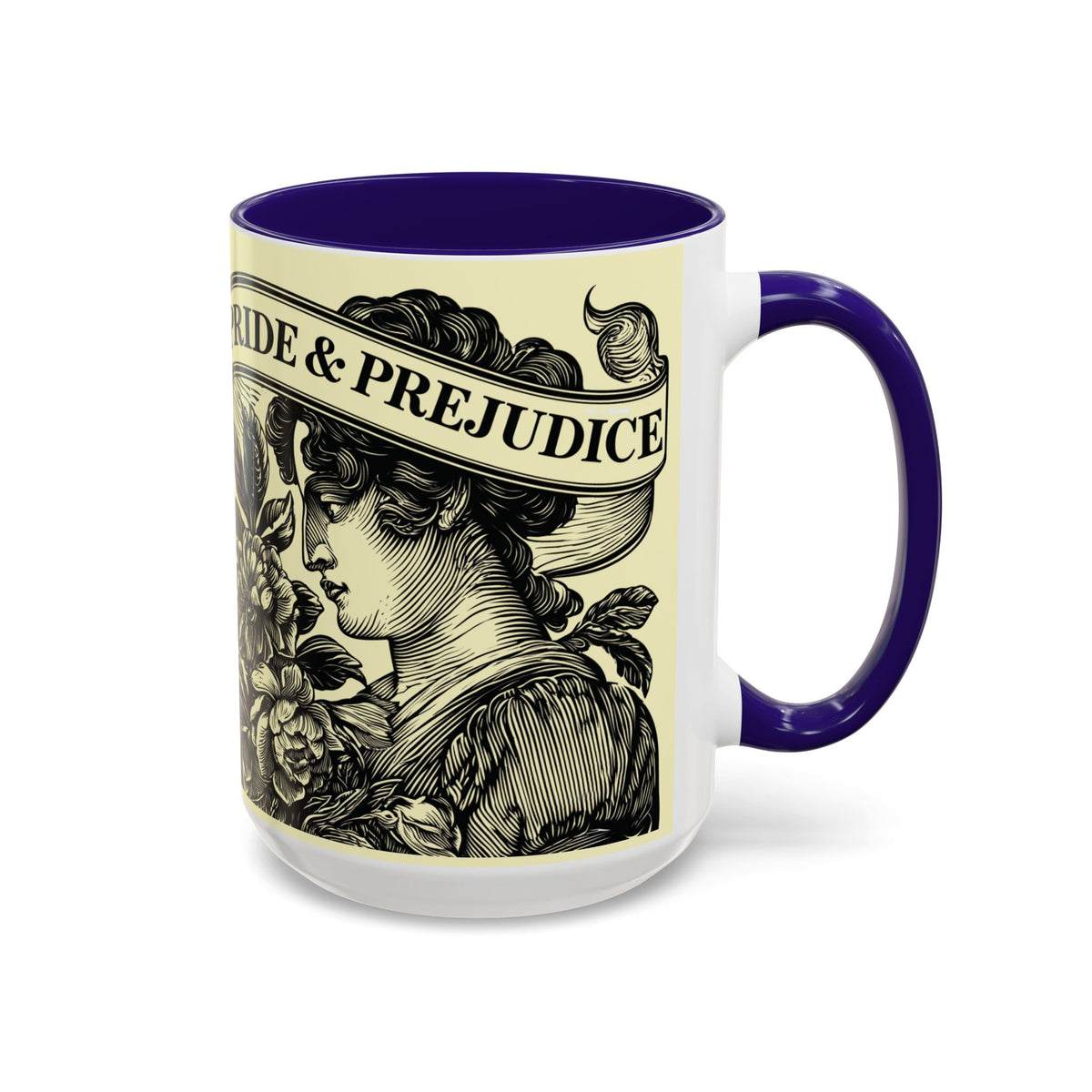 Pride & Prejudice Vintage Floral Mug — “Pride & Prejudice” Ceramic Book Lover Mug (11oz/15oz)