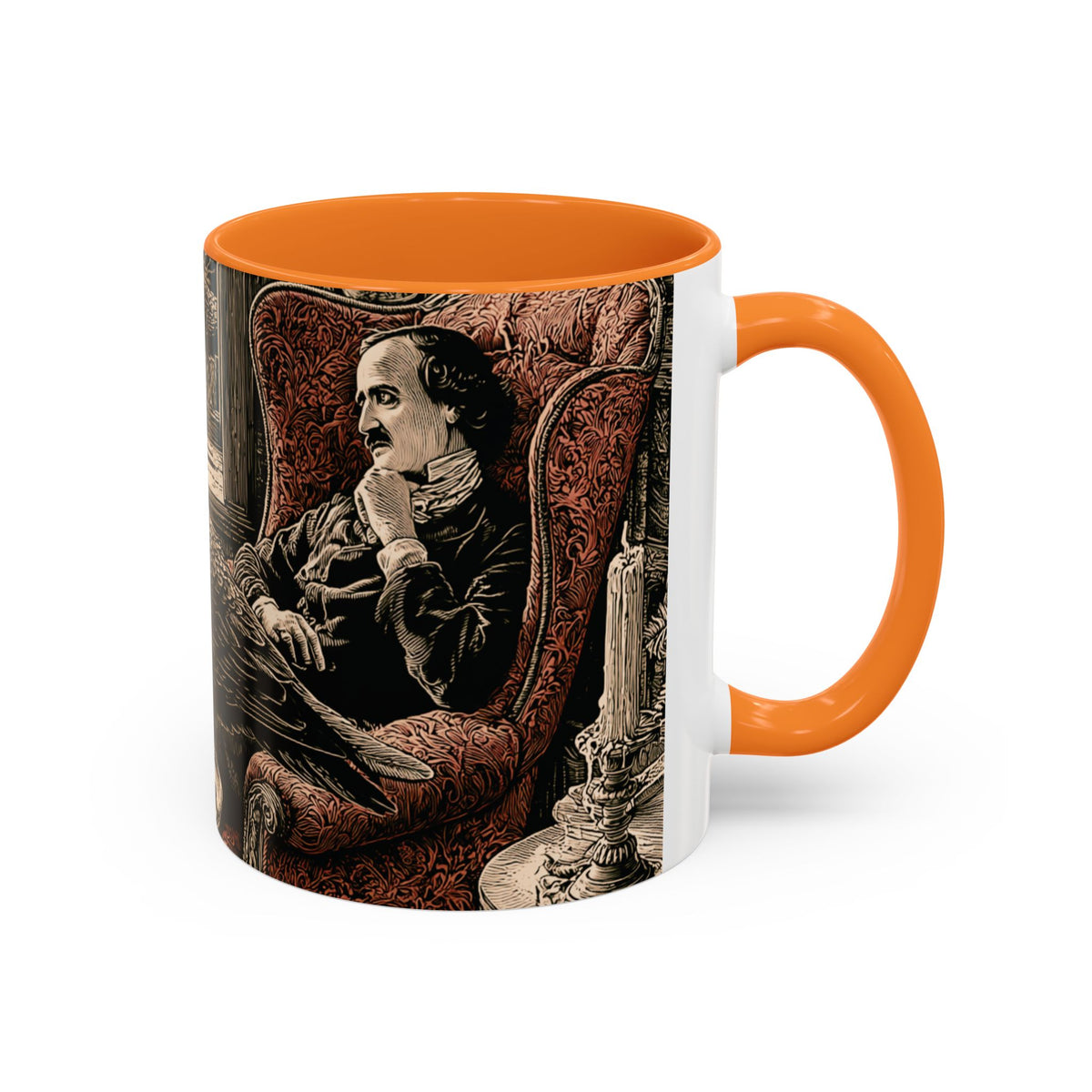 Edgar Allan Poe Raven Portrait Mug | Ceramic Coffee Cup