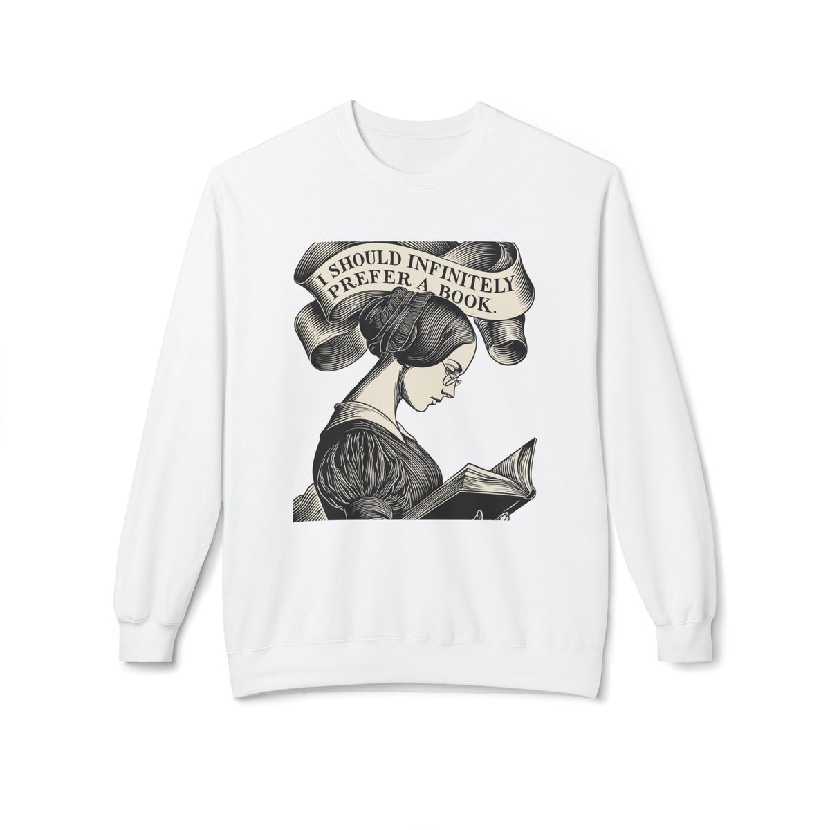 Book Lover Sweatshirt — "I Should Infinitely Prefer a Book" Vintage Reading Crewneck