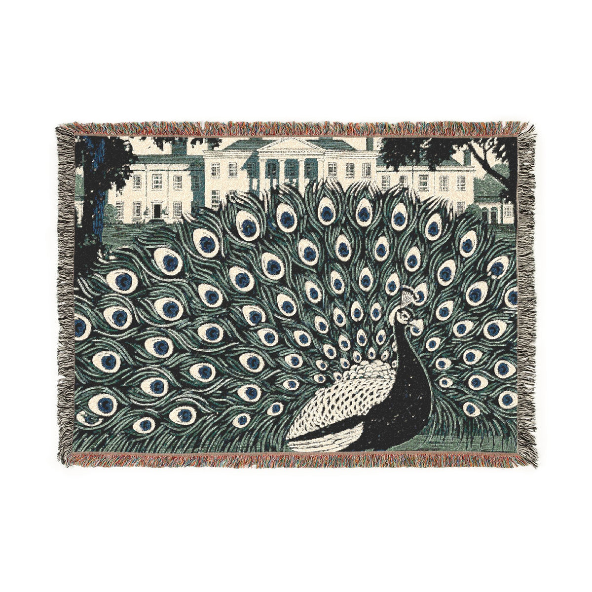 Peacock - Mansfield Park - Woven Blanket | Peacock Feather Throw, Decorative Jacquard