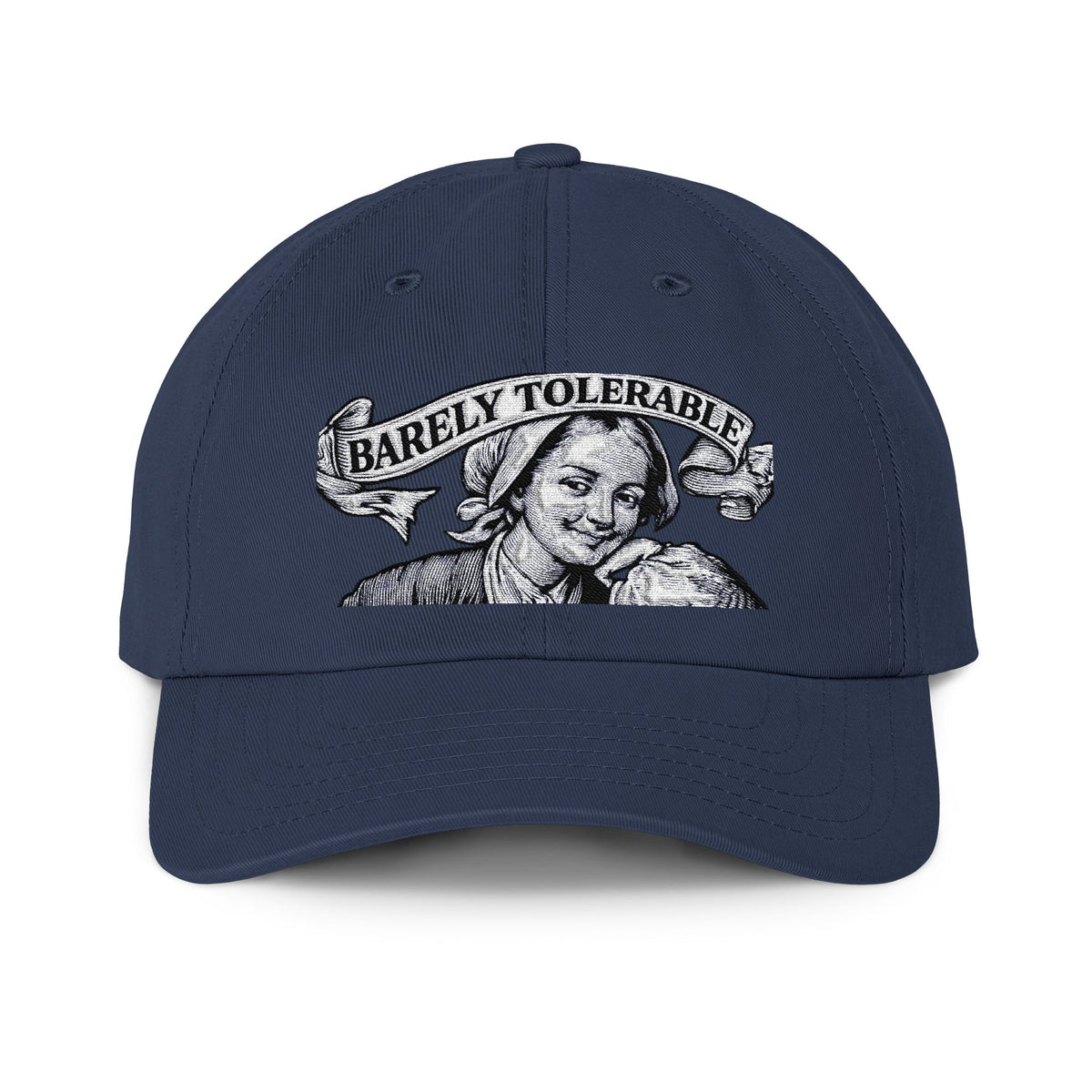 "Barely Tolerable "— Vintage Portrait Embroidered Cap