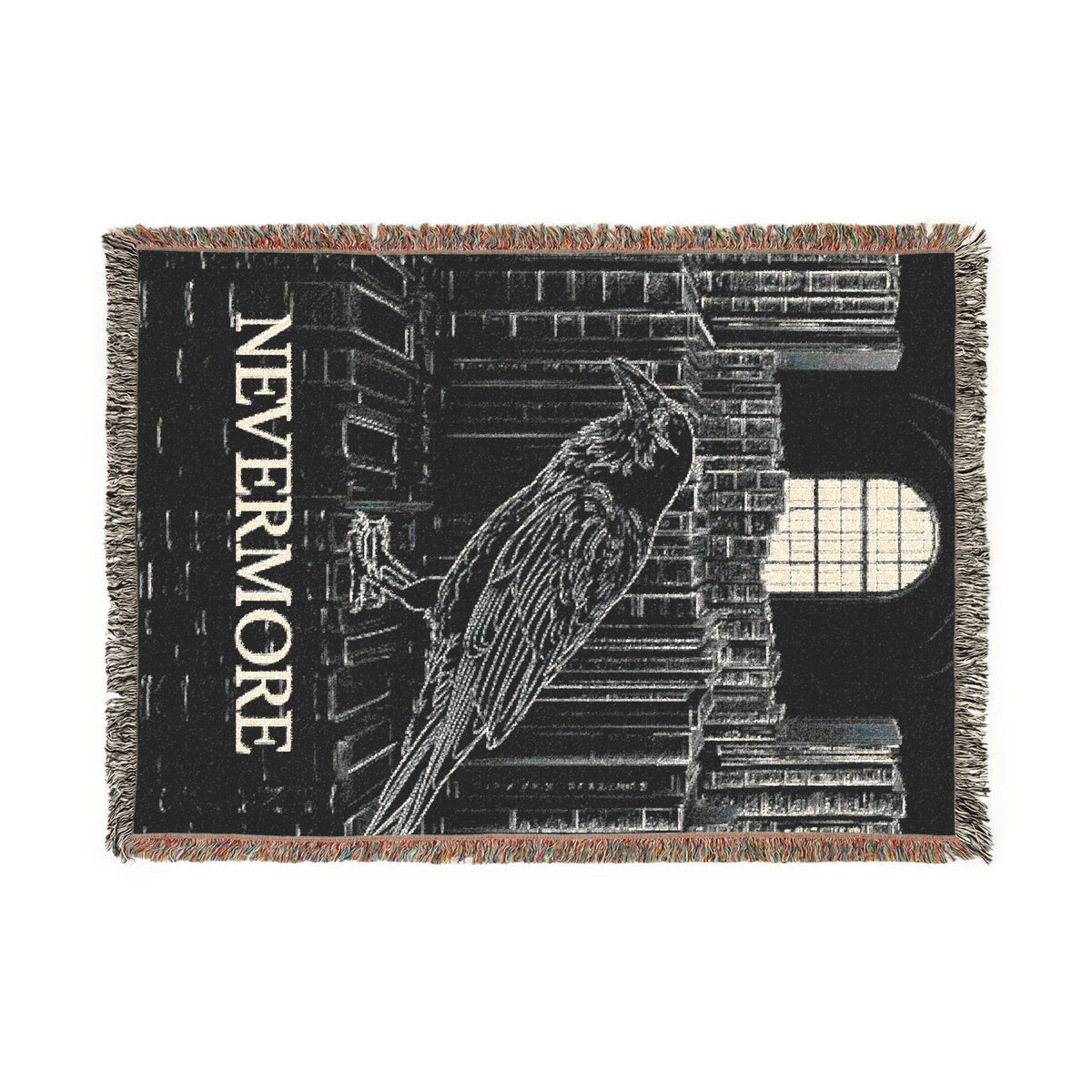 Nevermore Raven Woven Blanket | Gothic Poe Throw, Literary Decor