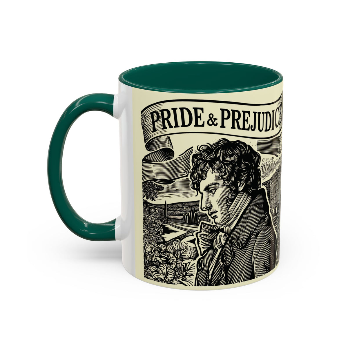 Pride and Prejudice Quote Mug — “Mr. Darcy at Pemberley” Vintage Jane Austen Coffee Cup (11oz/15oz)