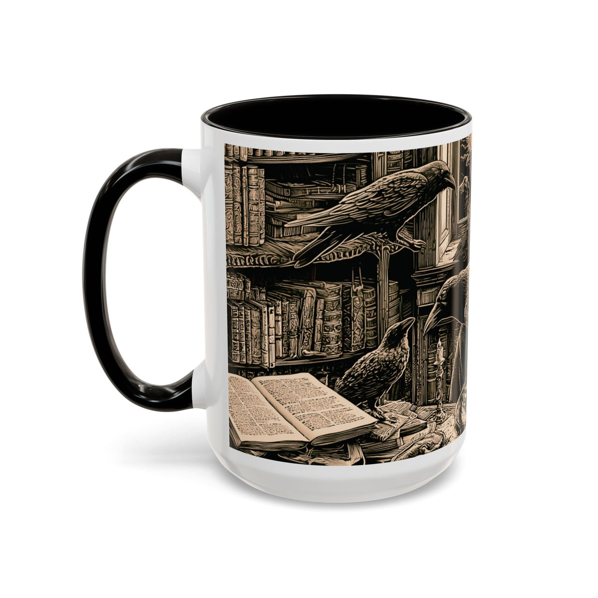 Edgar Allan Poe Raven Portrait Mug | Ceramic Coffee Cup