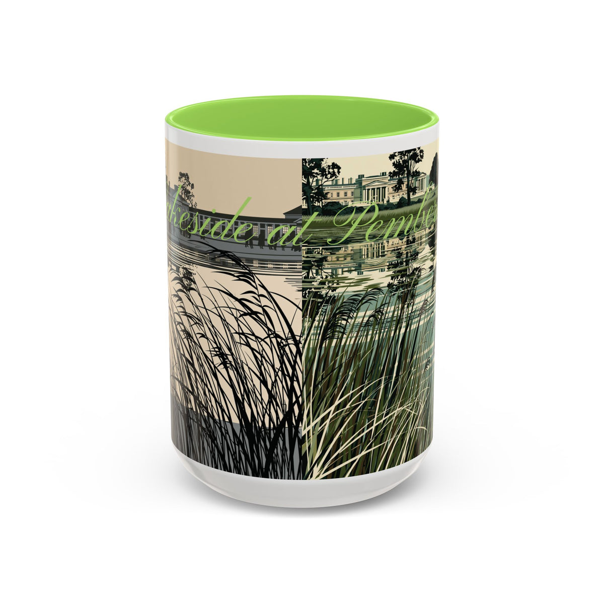 Strolling Lakeside with Mr. Darcy  —  Scenic Lakeside Vintage Gentleman Mug (11oz & 15oz)